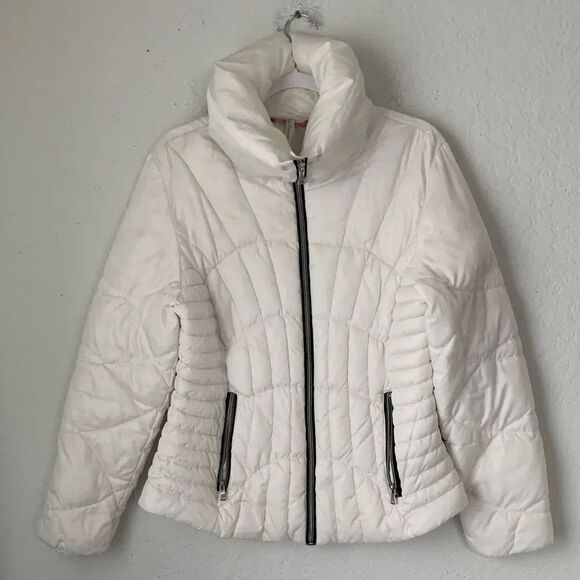 Pink Platinum Jackets & Blazers - Pink Platinum Women's White Puffer Quilted Jacket Full Zip Pockets Size XL
